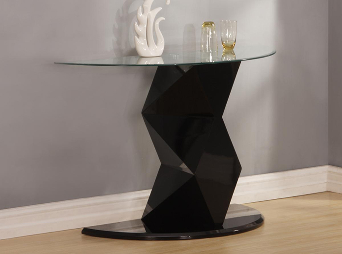 Rowley White/Black High Gloss Glass Top Console Table - Click Image to Close